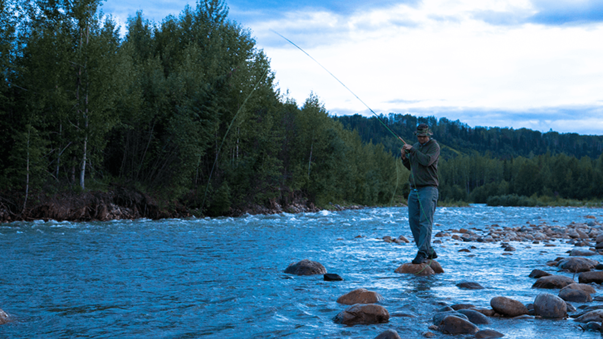 fishing on river