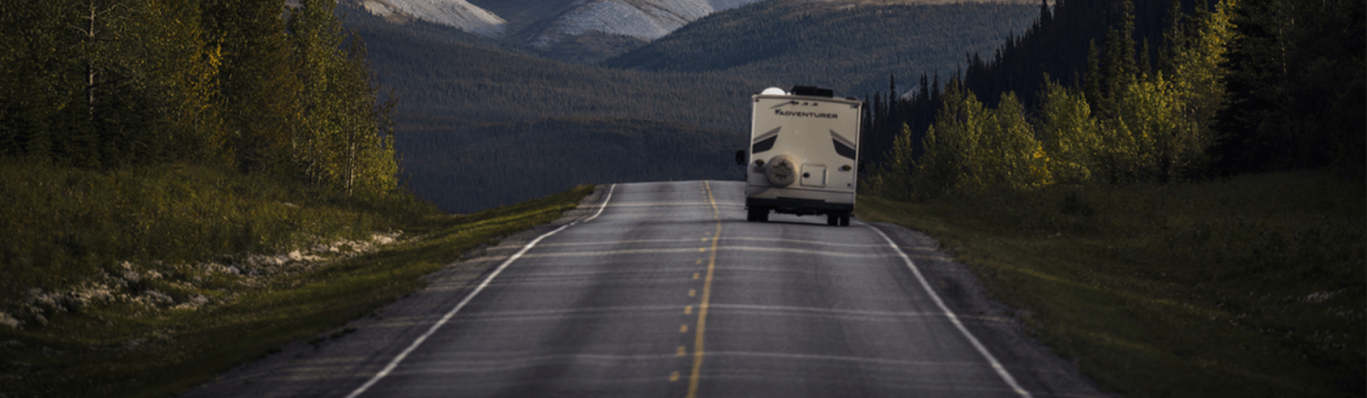 RV driving along the Alaska Highway