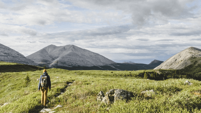 hiker in mountains
