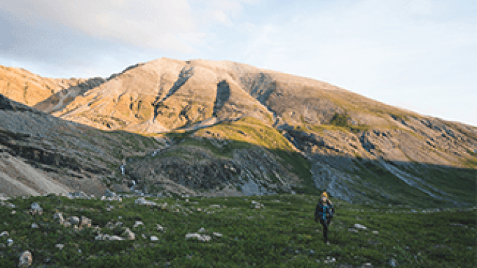hiker in mountains