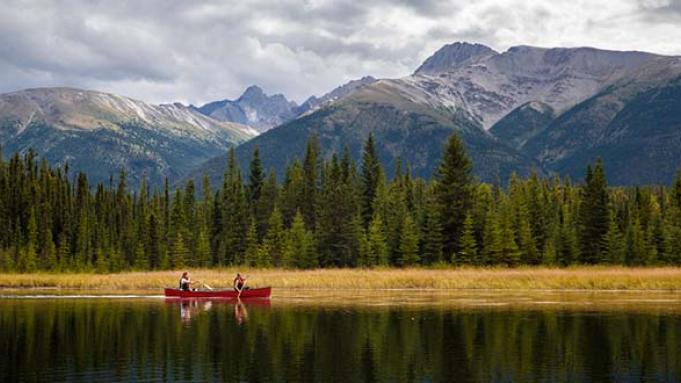 canoe on remote lake