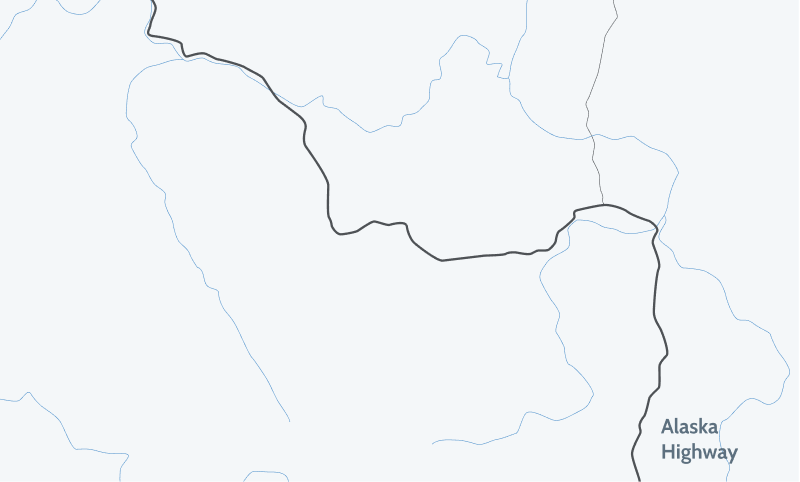 Stylized map of the Alaska Highway